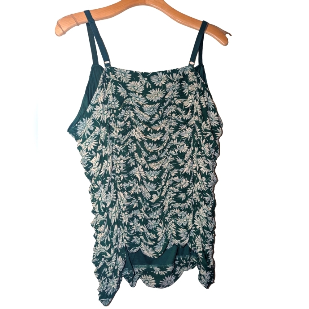 Stretch Mesh Cropped Shirred Cami Top